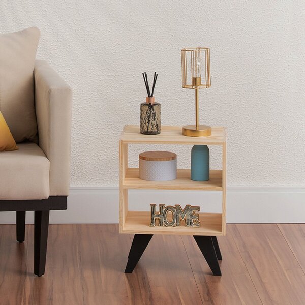 Mesa De Cabeceira Natural & Colors 3 Prateleiras Pé Mini Único