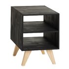 Mesa De Cabeceira Natural & Colors 3 Prateleiras Pretas Pé Mi