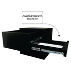 Mesa De Cabeceira Nicho Mdf Preto Gaveta Secreta Fundo Falso