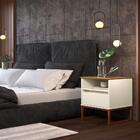 Mesa De Cabeceira Nina Com Nicho 45cm Off White/freijó/cobre