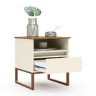 Mesa De Cabeceira Nina Com Nicho 45cm Off White/freijó/cobre