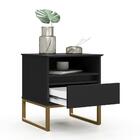 Mesa De Cabeceira Nina Com Nicho 45cm Preto/dourado