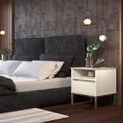 Mesa De Cabeceira Nina Com Nicho 45cm Preto/dourado