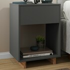 Mesa De Cabeceira Nomad 1 Gaveta Cinza/castanho - Appunto