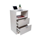 Mesa De Cabeceira Off White 30x60cm C/ Fundo C/ 2 Gavetas