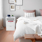 Mesa De Cabeceira Off-white 50cm Com 2 Gavetas E 1 Nicho Para