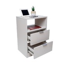 Mesa De Cabeceira Off White 60cm C/ 1 Nicho E 2 Gavetas Luxo