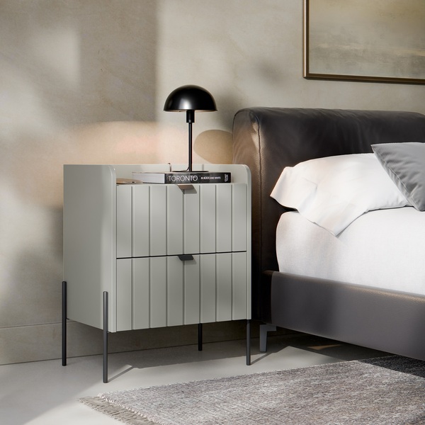 Mesa De Cabeceira Off White Moderna Moriah 45cm Offwhite Preto