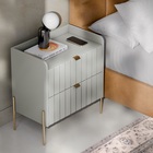 Mesa De Cabeceira Offwhite Mdf Moriah 60cm Com Gaveta E Corre