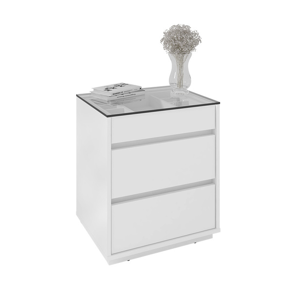 Mesa De Cabeceira Organizadora Ellie 3 Gavetas Branco C02 D #39 rossi