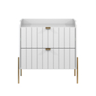 Mesa De Cabeceira Para Quarto Moriah 60cm Mdf Branco Com Dour