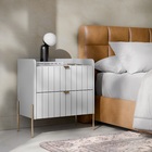 Mesa De Cabeceira Para Quarto Moriah 60cm Mdf Branco Com Dour