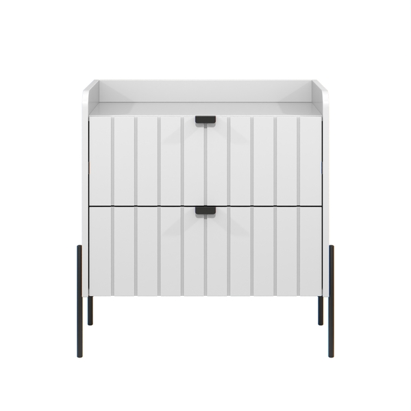 Mesa De Cabeceira Para Quarto Moriah 60cm Mdf Branco Com Preto