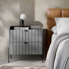 Mesa De Cabeceira Para Quarto Moriah 60cm Mdf Cinza Com Preto