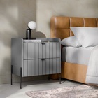 Mesa De Cabeceira Para Quarto Moriah 60cm Mdf Cinza Com Preto