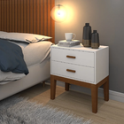 Mesa De Cabeceira Pe De Madeira Maciça 2 Gavetas Moderno Bran