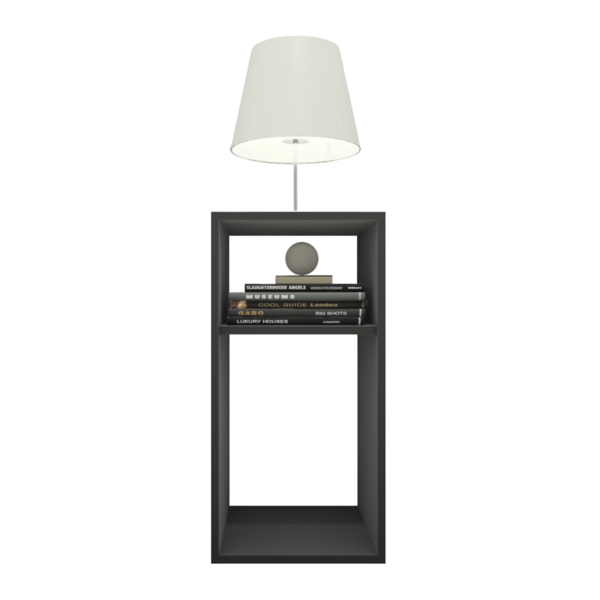 Mesa De Cabeceira Pequena 2 Nichos Em Mdf Plancasa Preto Tx