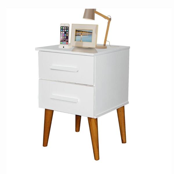 Mesa De Cabeceira Perola 2 Gaveta Branco Romar Móveis Quarto