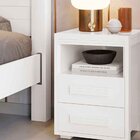 Mesa De Cabeceira Pés Madeira 2 Gavetas Tóquio 100% Mdf Branco