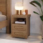 Mesa De Cabeceira Pés Madeira 2 Gavetas Tóquio 100% Mdf Casta