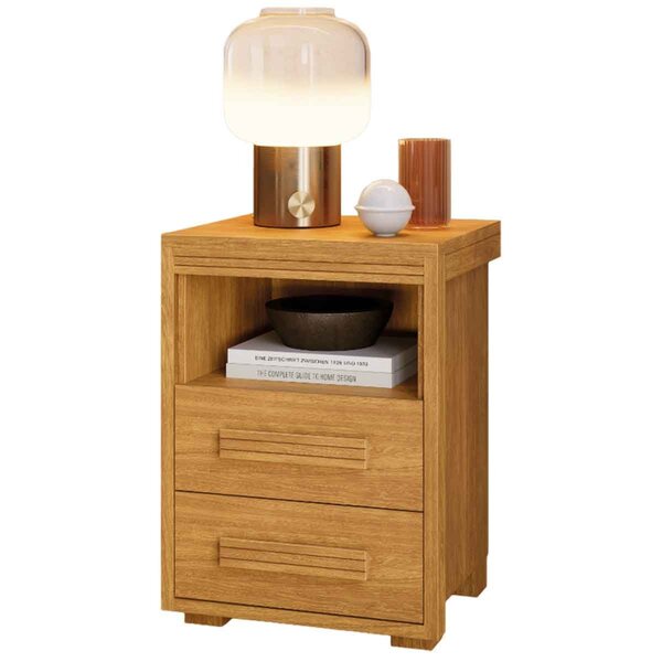 Mesa De Cabeceira Pés Madeira 2 Gavetas Tóquio 100% Mdf Cinam