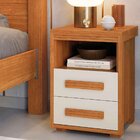 Mesa De Cabeceira Pés Madeira 2 Gavetas Tóquio 100% Mdf Natur