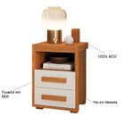 Mesa De Cabeceira Pés Madeira 2 Gavetas Tóquio 100% Mdf Natur