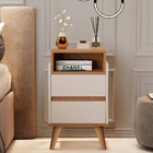 Mesa De Cabeceira Pés Palito Venezza Off / Nature - Comprar M