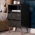 Mesa De Cabeceira Pés Retrô 2 Gavetas 43cm Roma Preto - Ej Mó