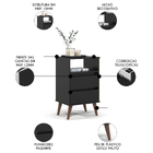 Mesa De Cabeceira Pés Retrô 2 Gavetas 43cm Roma Preto - Ej Mó