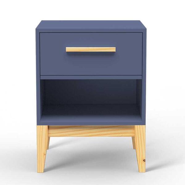 Mesa de Cabeceira Pine com Gaveta Azul Petróleo - Veromobili