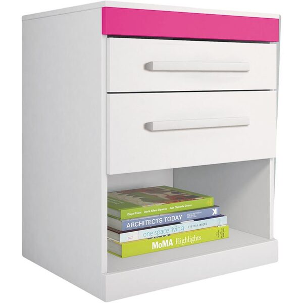 Mesa de Cabeceira Plus - Havana - Branco / Fucsia