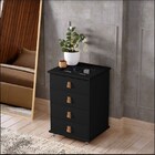 Mesa De Cabeceira Porta Joias Com Tampo De Vidro Rossi Preta