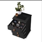 Mesa De Cabeceira Porta Joias Com Tampo De Vidro Rossi Preta