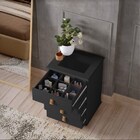 Mesa De Cabeceira Porta Joias Com Tampo De Vidro Rossi Preta