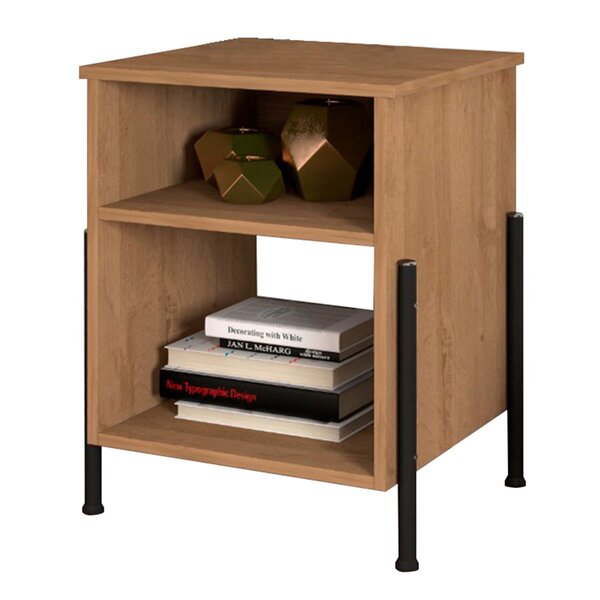 Mesa De Cabeceira Prateleiras Nichos Mdp Pés Aço Valentina Ne