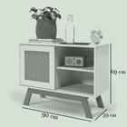 Mesa De Cabeceira Rattan Com Porta Deslizante Preto Ofertamo