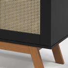 Mesa De Cabeceira Rattan Com Porta Deslizante Preto Ofertamo