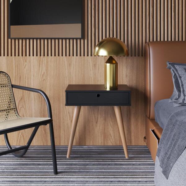 Mesa De Cabeceira Retrô 1 Gaveta Multimóveis Cr35065 Preto