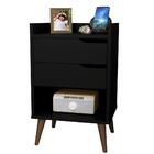 Mesa De Cabeceira Retrô 2 Gavetas Delta - Preto - Rpm Móveis