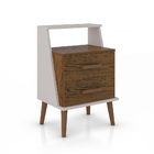 Mesa De Cabeceira Retrô 2 Gavetas Pés Palito Arizona  Freijó