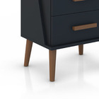 Mesa De Cabeceira Retrô 2 Gavetas Pés Palito Arizona  Preto