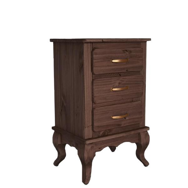 Mesa De Cabeceira Retro 3 Gavetas Imbuia D801 Denk | Leroy Merlin