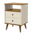 Mesa de Cabeceira Retrô  Domus - Off White / Freijo - Rpm Móv