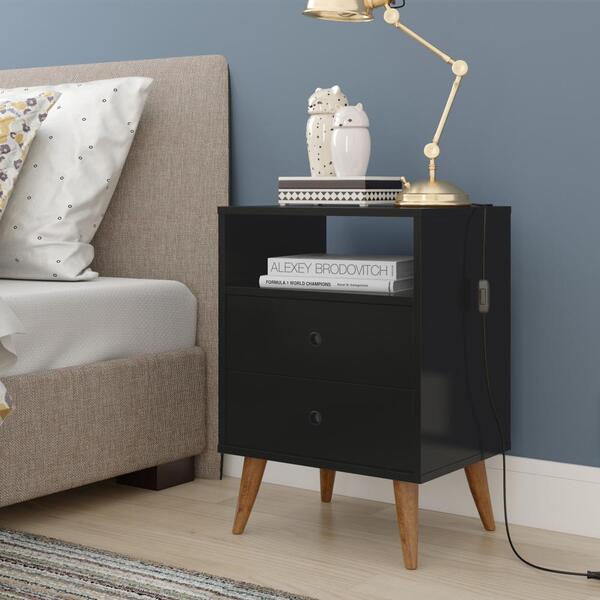 Mesa de Cabeceira Retrô  Domus - Preto - Rpm Móveis