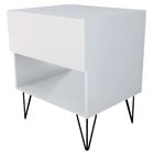 Mesa De Cabeceira Retrô Branca Hairpin Legs Gaveta Superior 1