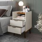 Mesa De Cabeceira Retrô Com 2 Gavetas 1 Nicho E Pés Palito De