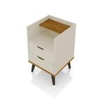 Mesa De Cabeceira Retrô Com 2 Gavetas 1 Nicho E Pés Palito De