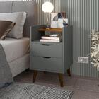 Mesa De Cabeceira Retrô Com 2 Gavetas 1 Nicho E Pés Palito De