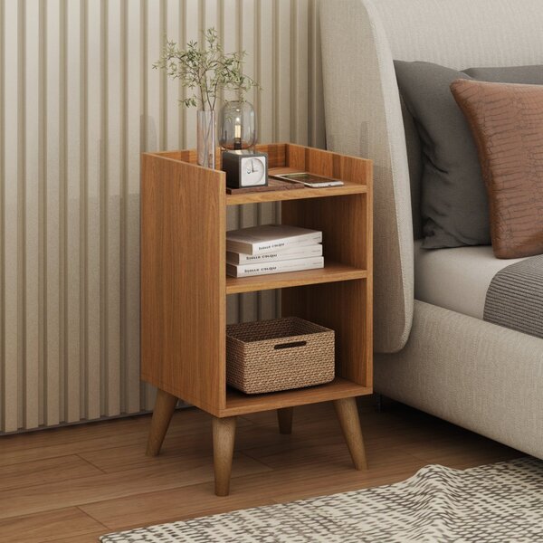 Mesa De Cabeceira Retrô Com Pés Palito Em Madeira Maciça Prat